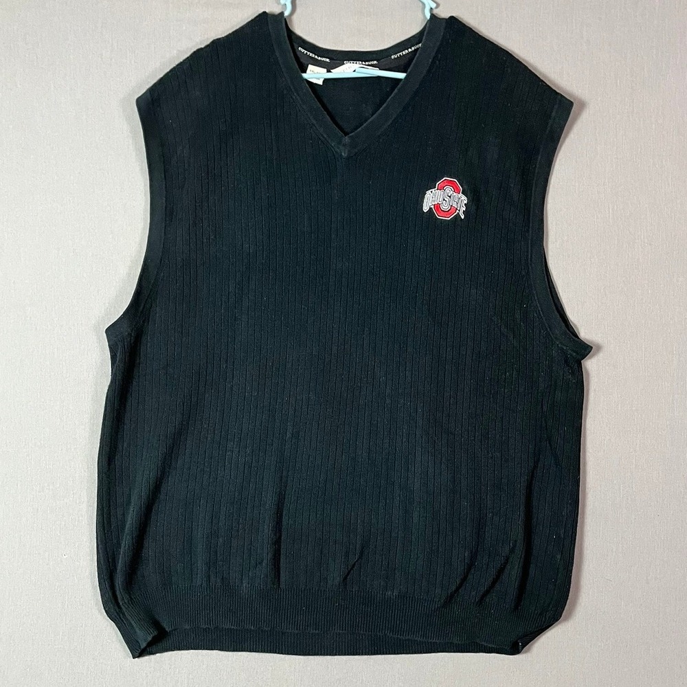 Vintage Ohio‎ State Cutter & Buck Sweater Vest XXL Black NCAA Football